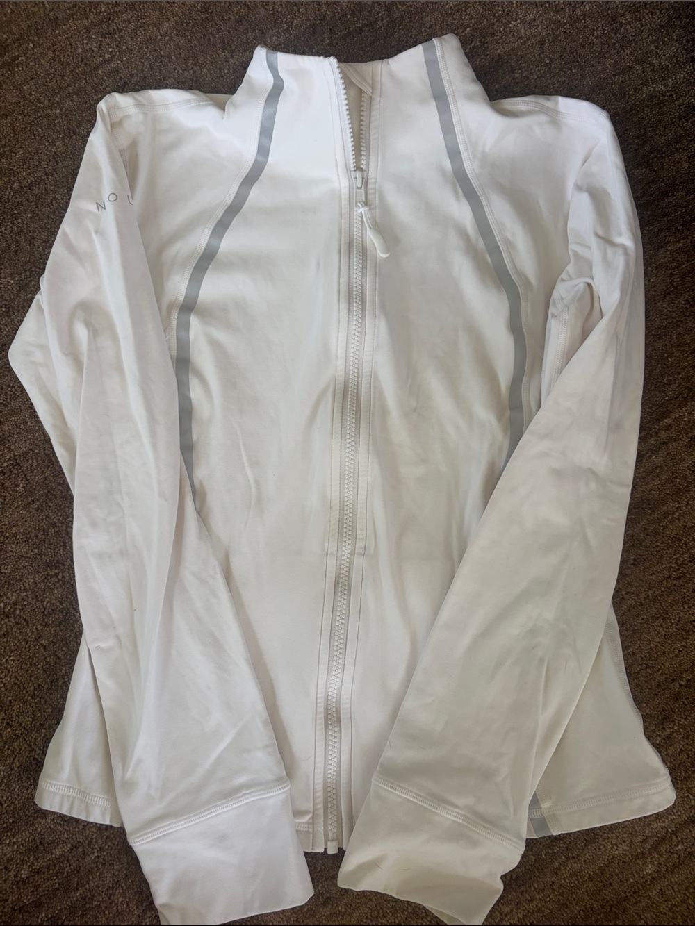Noli White Full-Zip Athletic Jacket with Gray Reflective Stripes